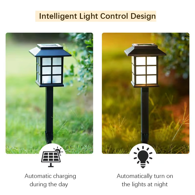 DOUWENXI 8er-Pack Solar-Wegeleuchten in Schwarz mit warmweißem LED-Licht für Garten und Terrasse - Bild 4
