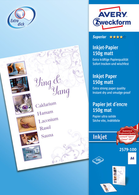 Avery Zweckform Superior Druckerpapier A4 Weiß Matt für Inkjet - Bild 1