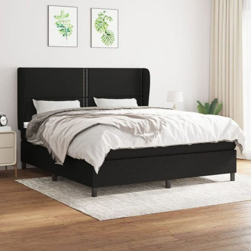 Vidaxl Boxspringbett mit Matratze in Schwarz aus Stoff, B/T/H: 160 x 200 x 118 cm - Bild 1