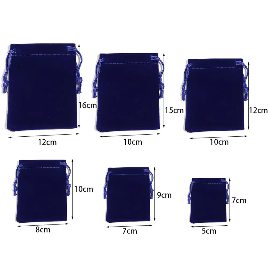 10er Set Louleur Samt-Schmuckbeutel mit Kordelzug in Bunt und Blau - Bild 5