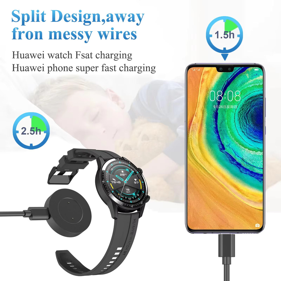 Ladeadapter für Huawei Watch GT, GT2, GT 2e und Honor Magic Watch 2 in Schwarz - Bild 5