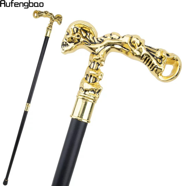 Rufengbao Goldener Totenkopf-Gehstock, Fantasy, Halloween, Gold, Metall - Bild 1