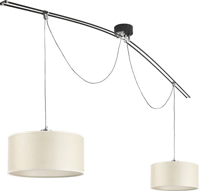 Lumina Moove Doppia Pendelleuchte in Beige mit höhenverstellbarem Design aus Metall und Stoff - Bild 1
