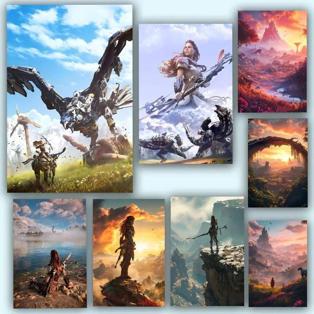 Selbstklebendes und wasserfestes Horizon Zero Dawn D-Dawn Spielplakat von Bilibili in Mehrfarbig, rechteckig - Bild 1