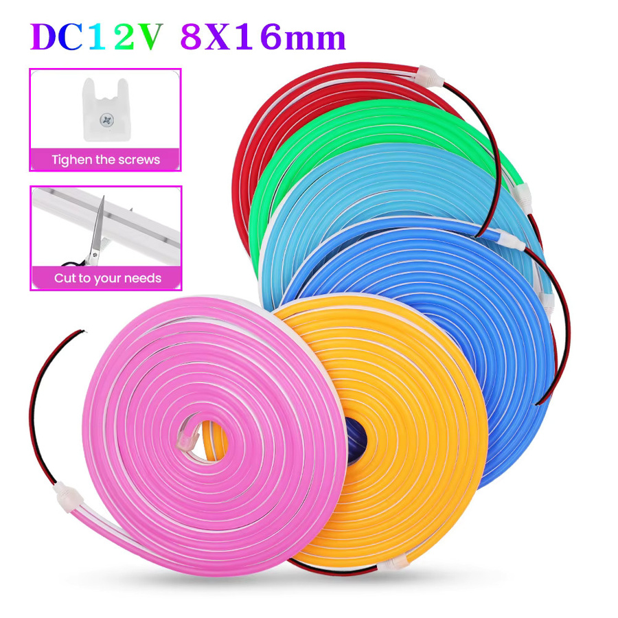 GAHADA Neon LED Streifen Licht Multicolour DC 12V, 120 LEDs/m, IP67 wasserdicht, Silikon Rohr 8 x 16 mm - Bild 2