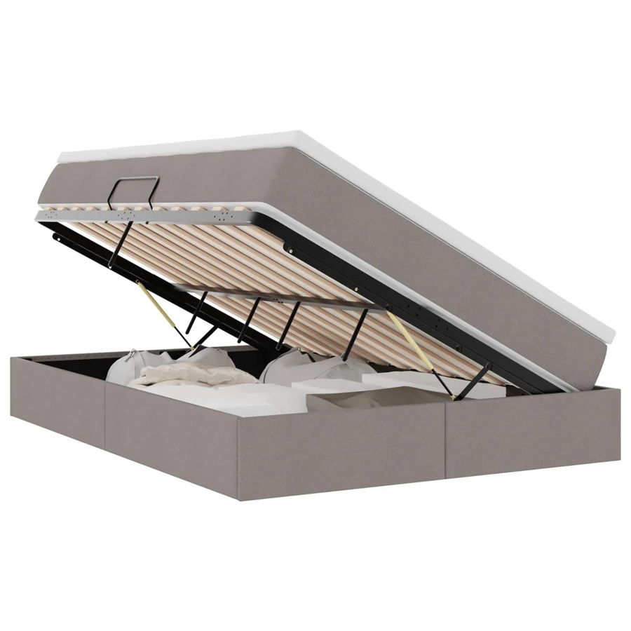 vidaXL Stauraumbett mit Matratze in Taupe, B/T/H: 140 x 200 x 280 cm - Bild 2