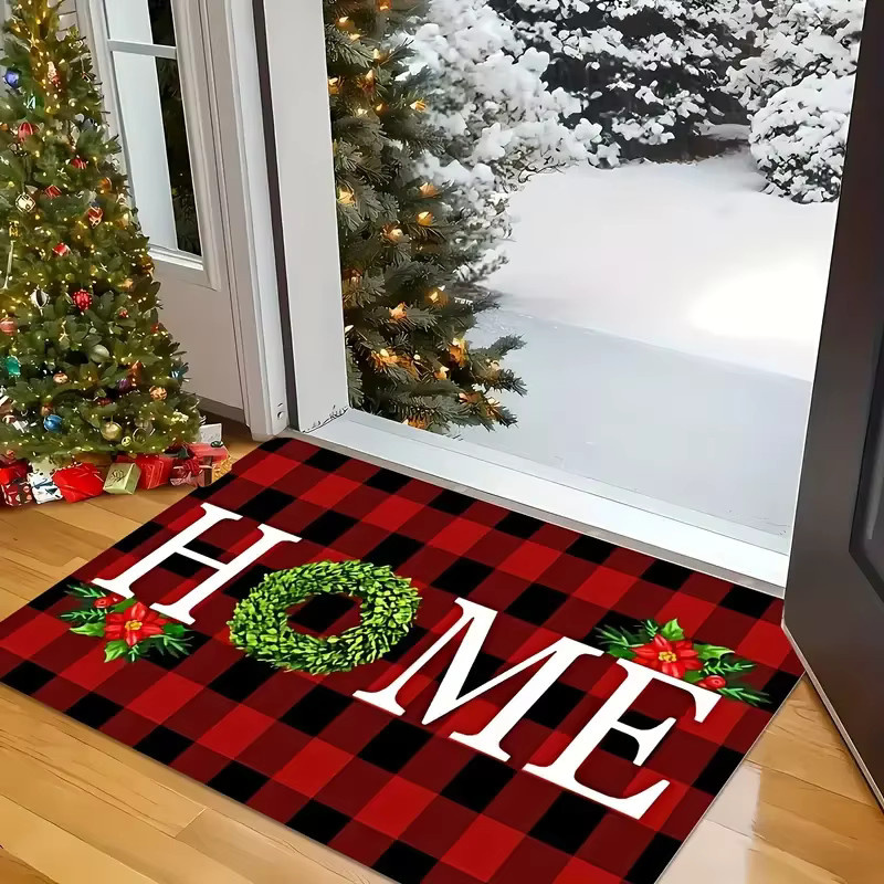 VIKAMA Teppich mit Weihnachtsmotiv in Rot, weiche Bodenmatte für Badezimmer oder Eingangsbereich, B/T: 60 x 40 cm - Bild 4