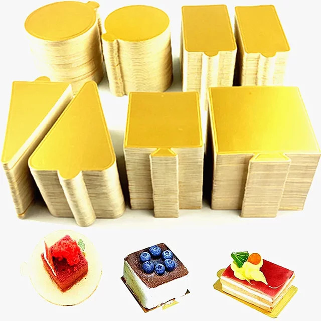 100 Stück Goldene Mini-Kuchenunterlagen aus Papier für Cupcakes und Desserts - Bild 1