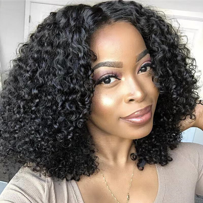 ISEE Hair Wear Perücke, Kurzer Bob, Echthaar, HD Lace Front, Kinky Curly - Bild 3