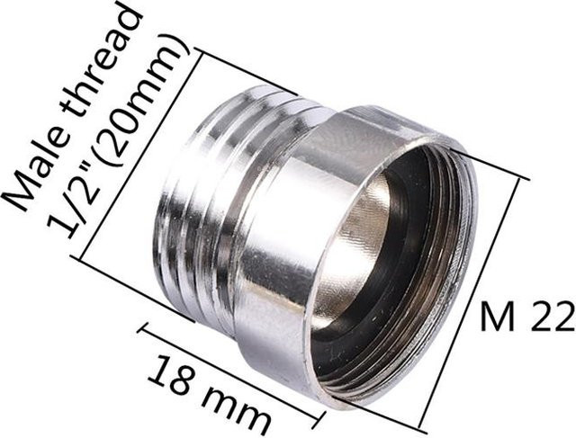 GYROBALL Wasseranschluss Adapter M22 M24 Innengewinde auf 1/2 Zoll Außengewinde aus Kunststoff in Silber - Bild 1