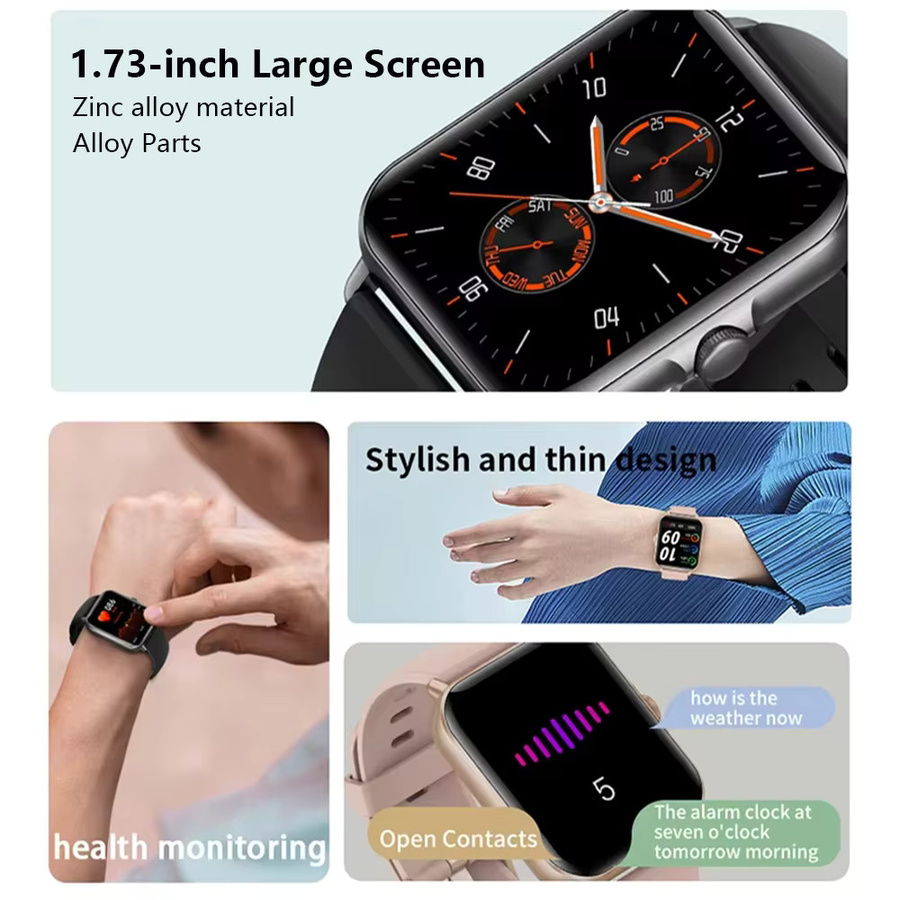 LAXASFIT Smartwatch mit Bluetooth-Anrufen und Musikwiedergabe, Digitale Fitness-Uhr für Männer und Frauen, kompatibel mit iOS und Android, in Schwarz oder Silber - Bild 2