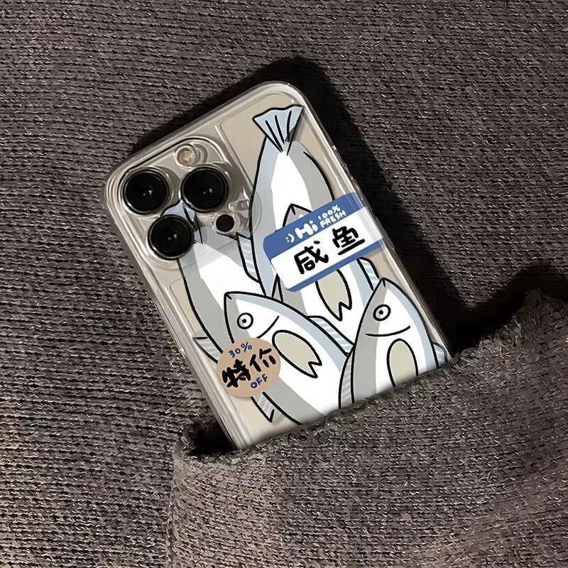 Transparente Handyhülle mit gesalzenem Fisch Motiv für Samsung Galaxy S25 S24 S23 S22 S21 S20 FE Note20 Note10 Plus Ultra Lite 5G aus weichem TPU - Bild 3