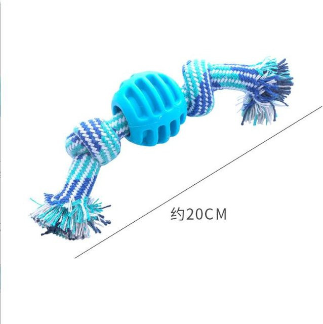 Yiran Furniture Hundespielzeug, Baumwolle Seil Doppel Knoten Ball, blau - Bild 1