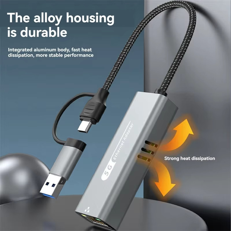 Kebidumei USB C auf 5 Gbit/s Ethernet-Adapter RJ45 USB 3.2 Gigabit Netzwerkadapter für Windows und Mac OS - Bild 3