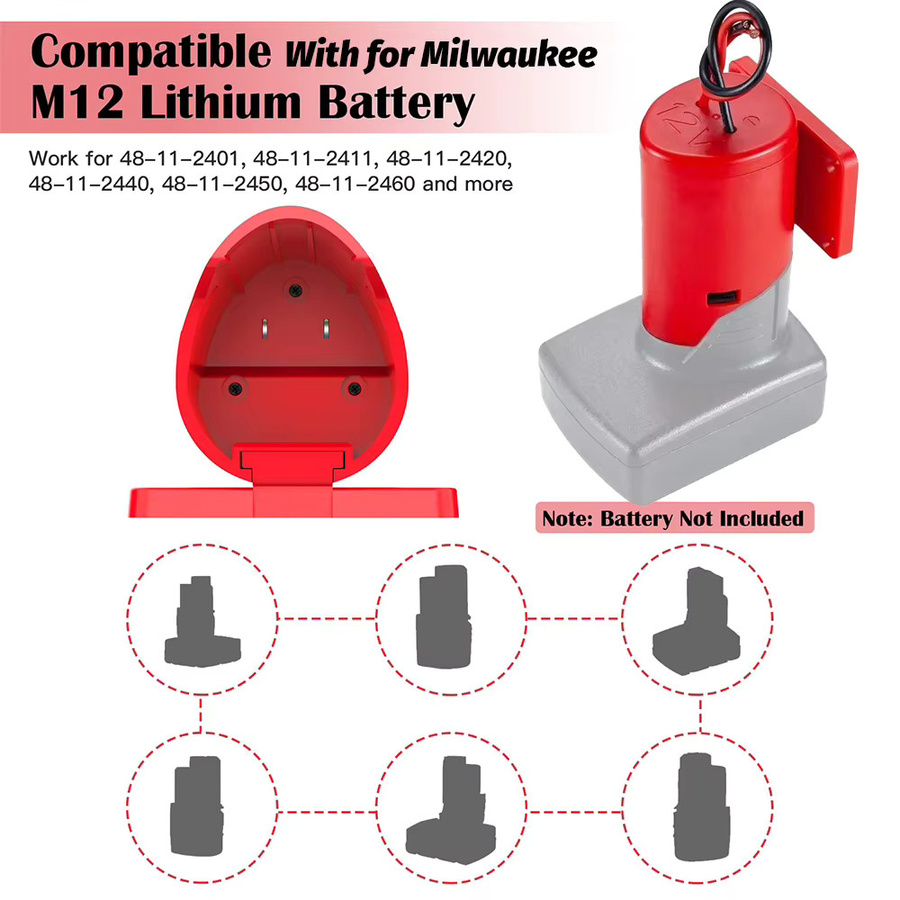 12-V-Adapter für Power Wheel, kompatibel mit Makita, Bosch und Milwaukee M12 Akkus, Stromumwandlungsset in Rot - Bild 3