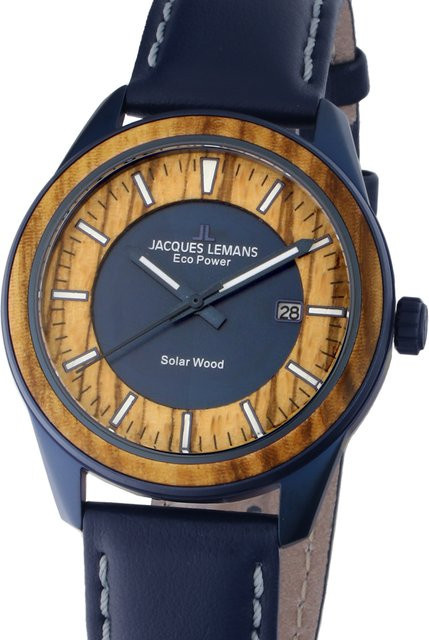 Jacques Lemans Herrenuhr, Solar, Edelstahl, 40 mm, Leder, Braun - Bild 1