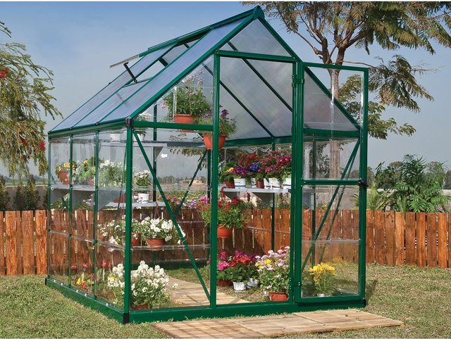 CANOPIA by PALRAM Hybrid Gewächshaus Grün mit Fundamentrahmen und Polycarbonat-Verglasung, 3,4 m² - Bild 1