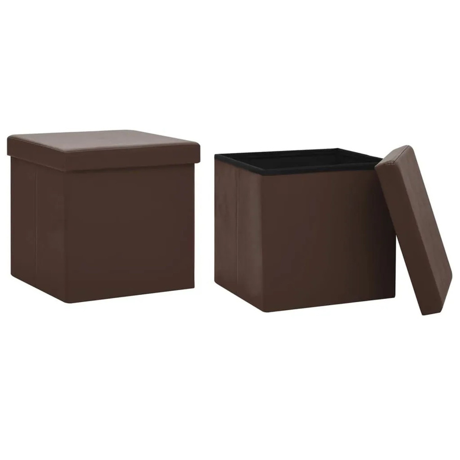 Set aus 2 vidaXL Hockern mit Stauraum in Braun aus Kunstleder - Bild 2
