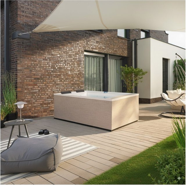 HOME DELUXE Outdoor Whirlpool NIMBUS in Beige für 2 Personen mit Treppe und Thermoabdeckung B/T: 190 x 140 cm - Bild 1