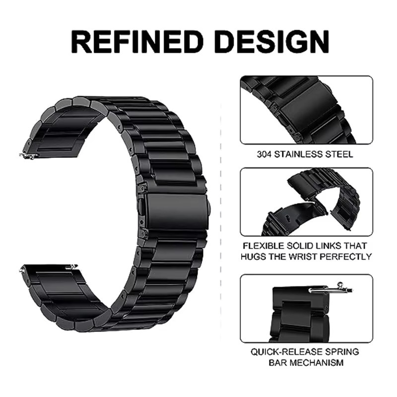 Uhrenarmband Edelstahl, Schwarz, Samsung Galaxy Watch Active 2 40 mm 44 mm - Bild 2