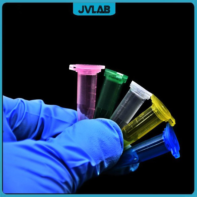 JVLAB Mikroröhrchen Zentrifugenröhrchen 0,5ml mit Schnappverschluss, farbig und transparent, skaliert, 100 Stück pro Packung - Bild 1