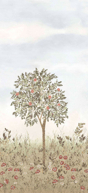 Isidore Leroy Mural Fresco Wandtattoo Sepia Panel B mit floralem Muster in Beige und Multicolour, selbstklebend - Bild 2