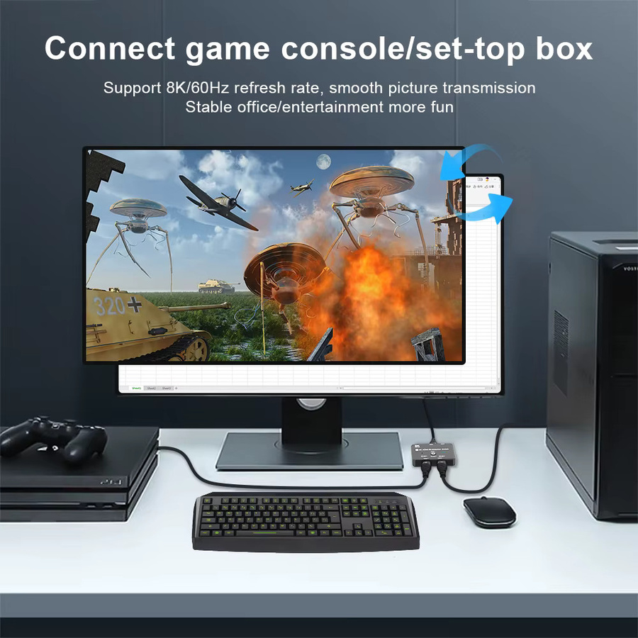 FDBRO HDMI 2.1 Bidirektionaler Switcher-Adapter-Splitter 8K@60Hz und 4K@120Hz für PS5, PS4 und Nintendo Switch - Bild 5