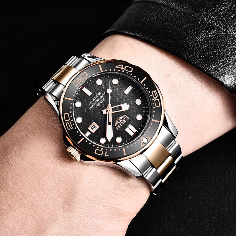 LIGE Armbanduhr, Quarz, Edelstahl, Schwarz, Herren - Bild 5