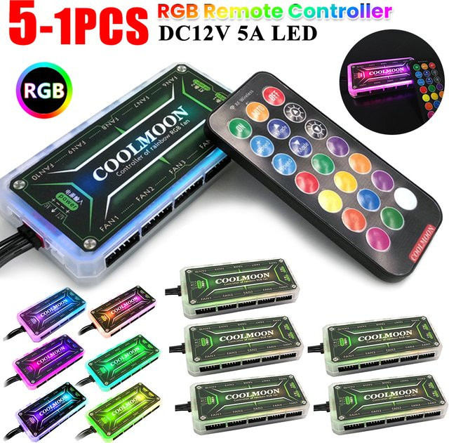 COOLMOON RGB Controller DC12V 5A mit Fernbedienung für PC Gehäuse Lüfter und Chassis Kühlung - Bild 1