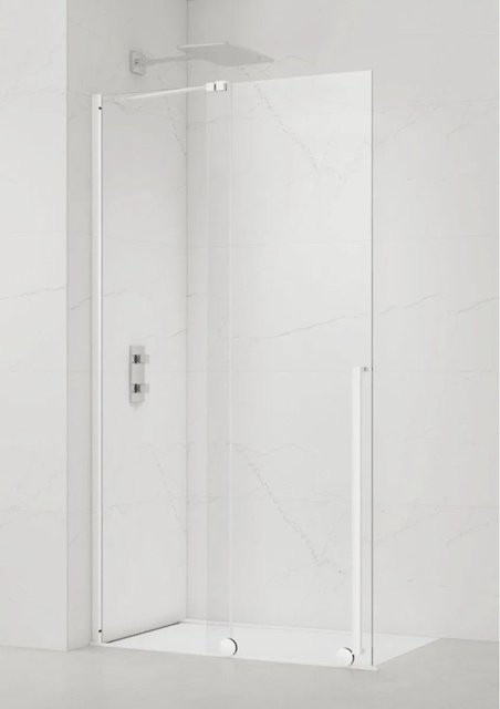 Swiss Aqua Technologies Walk-In Duschwand mit Easy Clean Beschichtung, Klares Sicherheitsglas, Profil Weiß, Breite: 110 cm, Höhe: 200 cm - Bild 1