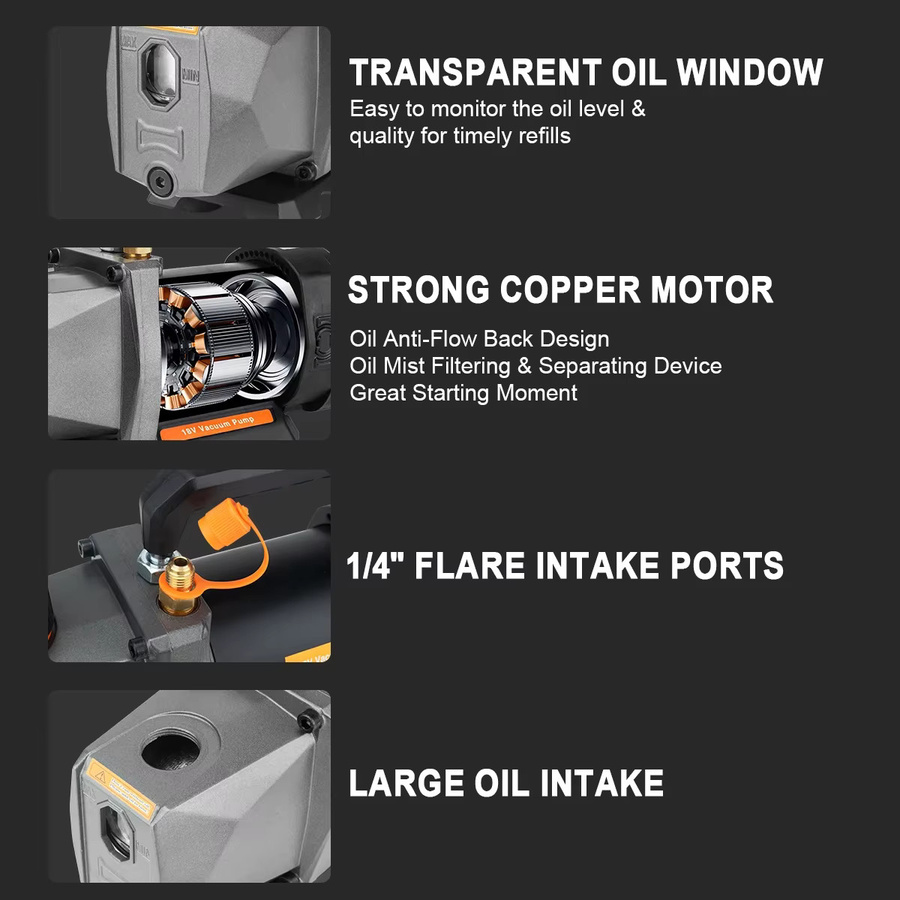 G nto Vakuumpumpe für Klimaanlagen mit 1/2 PS und 7 CFM, passend für Makita 18V Akku, Farbe: Silber - Bild 4