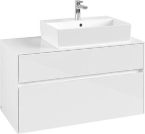 V&B Waschtischunterschrank Collaro in Glossy White mit Waschbeckenanschluss rechts, B/T/H: 100 x 54,8 x 50 cm - Bild 1