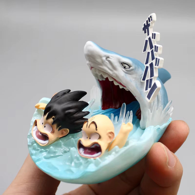 Bandai Dragon Ball Anime Figur Goku und Krillin Escape From Sharks Modell Statue, mehrfarbig, Höhe: 6,5 cm - Bild 1