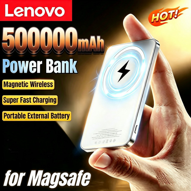 Lenovo Magnetic Wireless Power Bank 30000 mAh Ladegerät in Weiß mit Schnellladefunktion für MagSafe, Android und iPhone - Bild 1