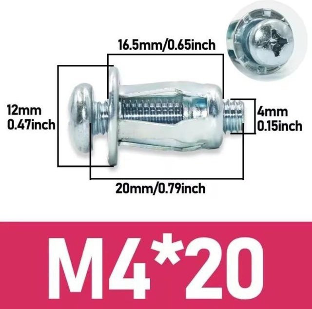 YH Tool Nietmuttern-Set aus verzinktem Stahl in Silber, 10 Stück Blütenblattförmige Schraubenbolzen und Klemmschlosssatz für Nummernschilder und Wandbefestigungen, M4 x 20 mm - Bild 1