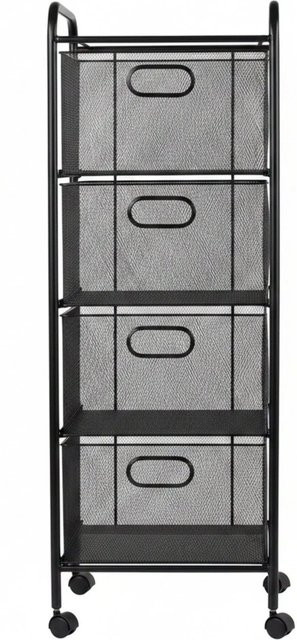 Relaxdays Rollwagen mit 4 Schubladen in Schwarz aus Stahl und Kunststoff im Gitterdesign, H x B x T: 92,5 x 32 x 33 cm - Bild 1