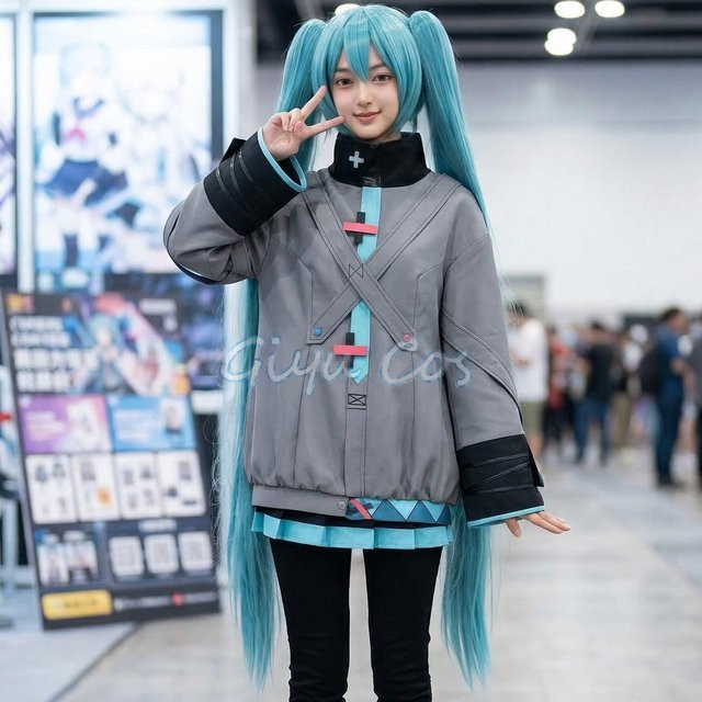 Mikuu Cosplay Kostüme, Theater Komplettset, Unisex, Grau - Bild 1