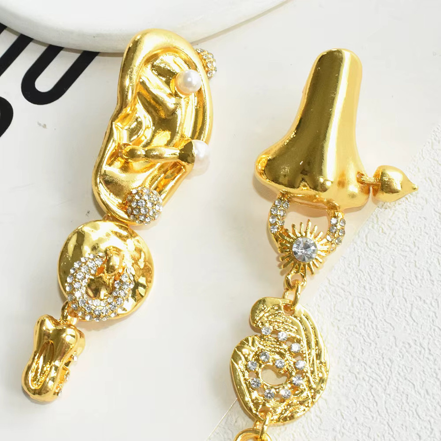 Nunqiao Hängeohrringe, Lippen-Anhänger, Gold, Damen - Bild 4