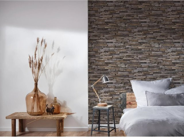 A.S. Création Vliestapete in Beige, Blau und Braun mit modernem abstrakten Naturdesign, B/H: 53 x 1005 cm - Bild 5