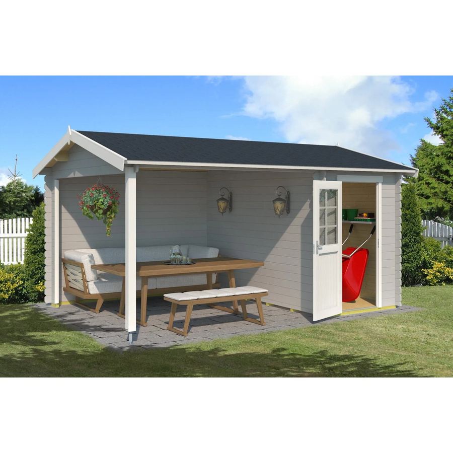 Lasita MAJA Gartenhaus Wibo aus Fichtenholz mit Satteldach in Lichtgrau, B/T/H: 465 x 337,8 x 245,1 cm - Bild 2