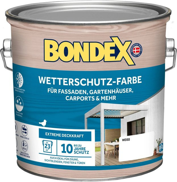 Bondex Wetterschutz-Farbe für Holz in Weiß, 2,5 l - Bild 1