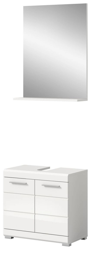 Inn.Furn Badmöbel-Set Shawn 2-teilig in Weiß Hochglanz mit Waschtischunterschrank und Spiegelschrank, Breite: 60 cm - Bild 5