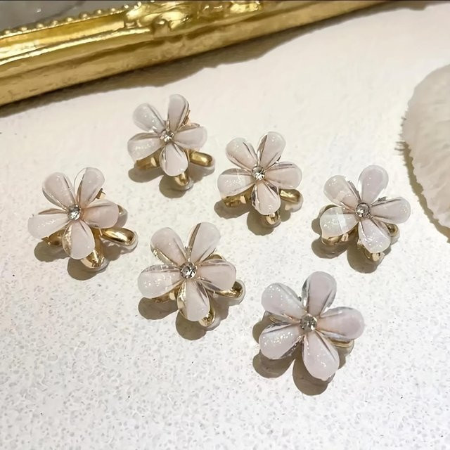 YULIN Haarspangen Blumenförmig, Kunstperlen, Weiß, Kinder, Frauen, Mädchen - Bild 1