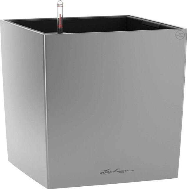 Lechuza Pflanzgefäß Cube Premium in Silber metallic, B/T/H: 40 x 40 x 40 cm - Bild 1