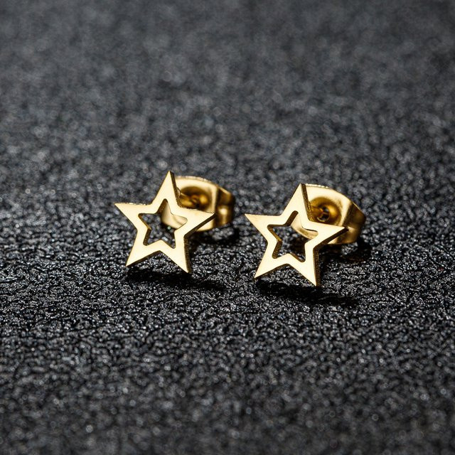 Ohrstecker Stern, Edelstahl, Gold, Damen - Bild 1