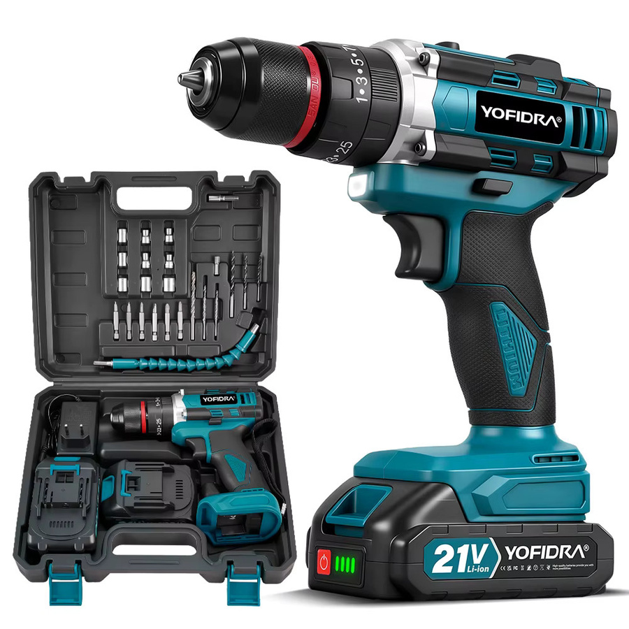 YOFIDRA 3in1 Akku-Schlagbohrmaschine mit 25+3 Drehmomentstufen für Makita 21V Batterien - Bild 7