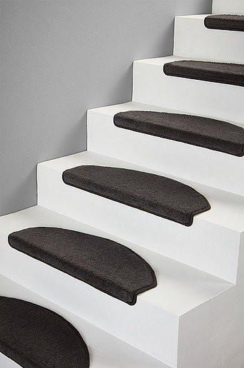 Jotex SOFT Stufenteppich 15er-Pack aus Polyester in Schwarz und Grau, halbrund, selbstklebend - Bild 1