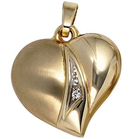 Colfem Anhänger Herz, 333 Gelbgold, Zirkonia, Unisex - Bild 1