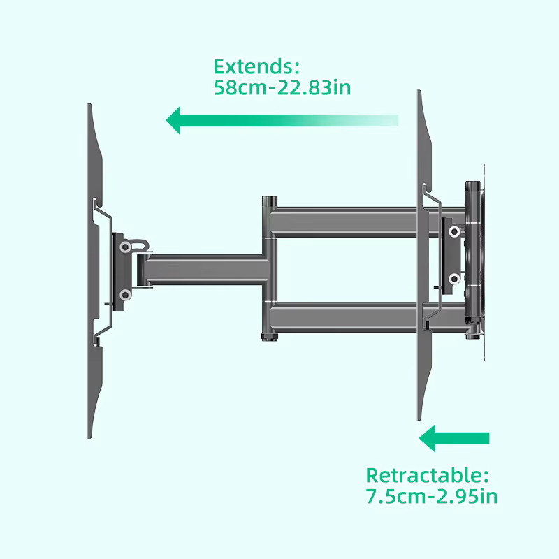 BEISHI Full Motion TV-Wandhalterung für 26–55 Zoll, schwarz, drehbar und neigbar mit langem Arm und 70 cm Verlängerung, max. VESA 400 x 400 mm - Bild 3