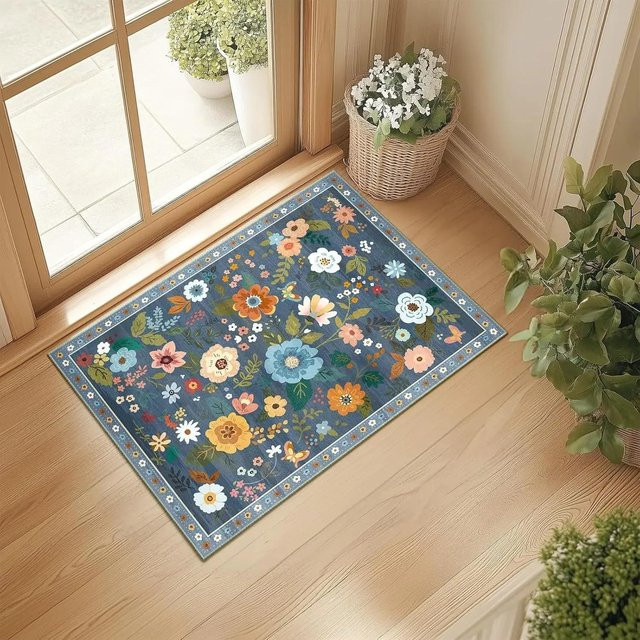 Lodestar Blumen Fußmatte im skandinavischen Landhausstil, rutschfest und wetterfest, Mehrfarbig, B/T: 60 x 40 cm - Bild 1